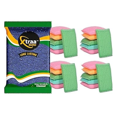 Non-Scratch Foam Scrub Pad | 24 Pcs | Kitchen Cleaning & Crookery- Scrub Sponge, Scrub Pad (Regular,Pack of 24)
