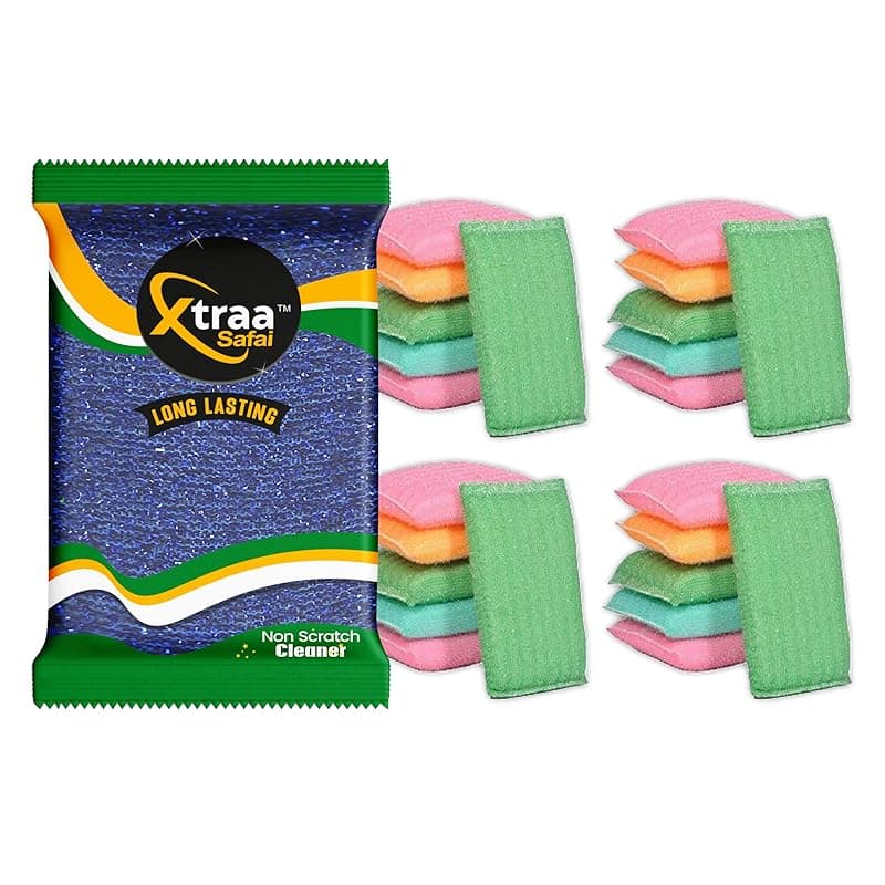 Non-Scratch Foam Scrub Pad | 24 Pcs | Kitchen Cleaning & Crookery- Scrub Sponge, Scrub Pad (Regular,Pack of 24)