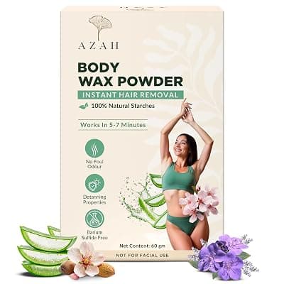 Azah Body Wax Powder For Women [60 gm] | Organic Painless Hair Removal In 5-7 Mins For Legs, Bikini, Arms, Underarms | Natural Ingredients Without Harmful Chemicals Ideal for all Skin Types | No Irritation Or Rashes