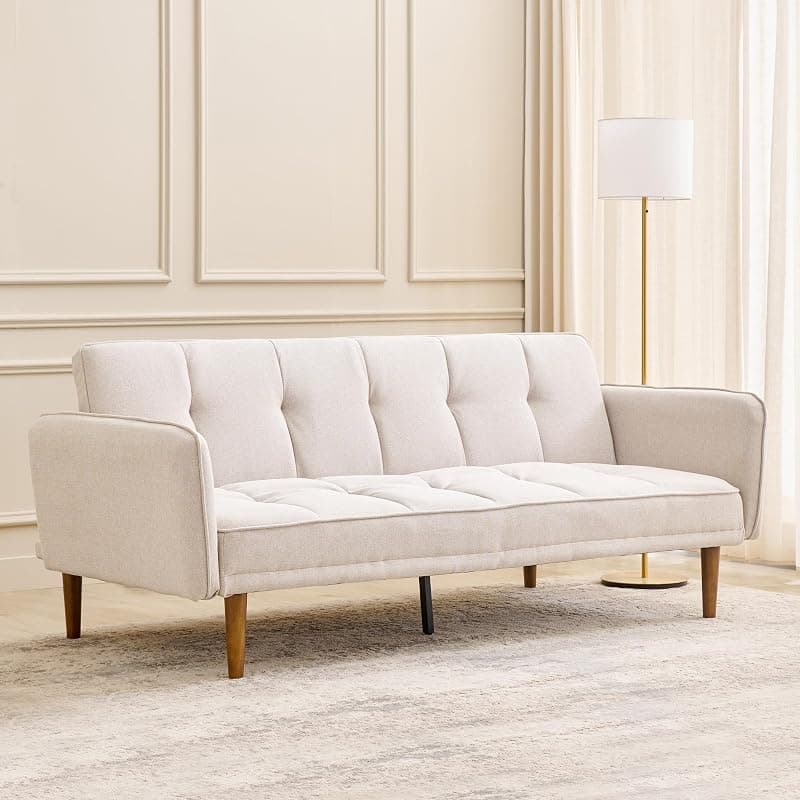 Home Centre Helvetica Fabric 3-Seater Sofa Bed | Engineered Wood Premium Sofa Bed | Fabric Storage Sofa Bed | 3-Seater Sofa Bed | Brown | 1 Year Warranty