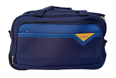 Safari Trigon 55 Cms Small Polyester Rolling Wheels Duffle Bag for Travel, Luggage Bags for Travel, Travel Bag for Men and Women, Blue