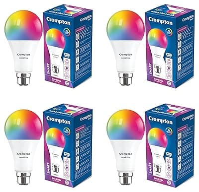Crompton Immensa 9-Watt B22 WiFi Smart LED Bulb with Music Sync, 16 Million Colors, Compatible with Amazon Alexa and Google Assistant_Pack of 4