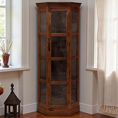 The Attic INES Kitchen Cabinet, Multipurpose Cabinet for Bedroom Living Room Study bar, Solid Wood Bookshelf/Kitchen Cabinet, Solid Mango Wood, Honey Matte Finish