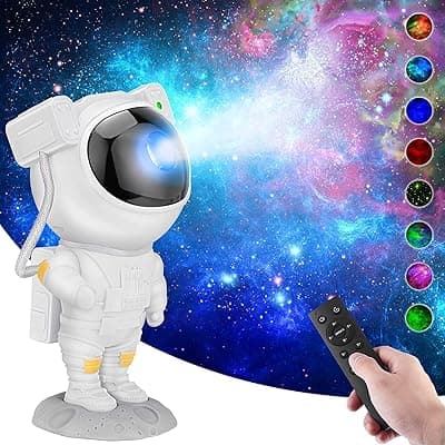 MELVIS Astronaut Galaxy Projector Night Light | 360° Rotating Nebula Star Projector with Remote, Timer &amp; Adjustable Head | Space Lamp for Kids Bedroom, Gaming Room, Home Décor &amp; Gift