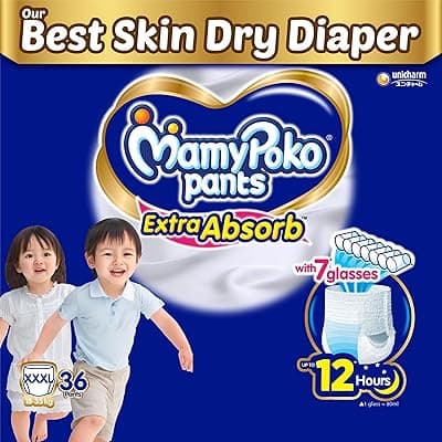 Mamypoko pants Extra Absorb| Pant Style Baby Diapers (XXXL), 36 Count, 18-35kg||Deep Sleep Diapers| Soft gentle fit |Deep Absorbent Crisscross | skin friendly with coconut oil