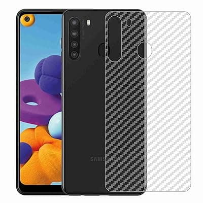 Compatible with Samsung A21 Back Screen Protective Film Carbon Fiber Skin Transparent Screen Guard Sticker