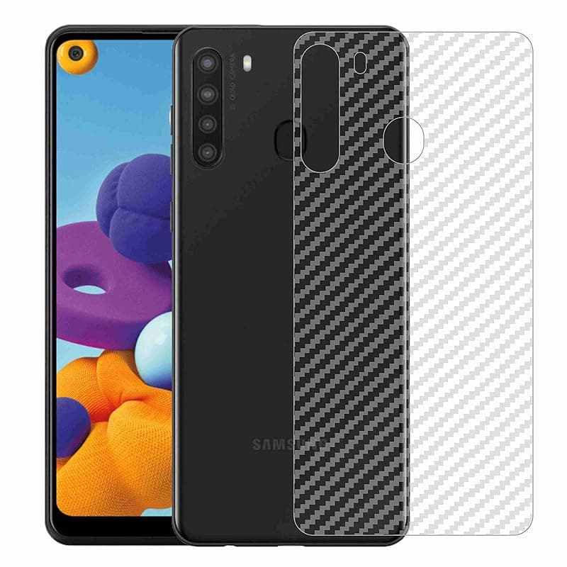 Compatible with Samsung A21 Back Screen Protective Film Carbon Fiber Skin Transparent Screen Guard Sticker