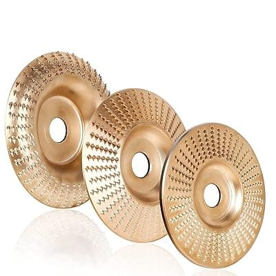 Sulfar 3 Pcs 4 Inch Wood Carving Disc Set, Angle Grinder Disc Grinding Wheel Shaping Disc 5/8 Inch Bore for Woodworking, Grinder, Woodrasp File Wheel Attachments | Wood, Fibreboard, Plywood, Plastic