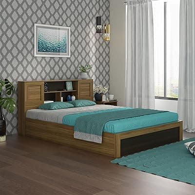 Home Centre Helios Vincent King Bed with Headboard and Box Storage - Brown