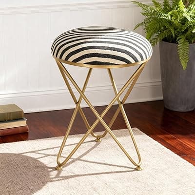 Wakefit SETI Black and White Cross Leg Metallic Ottoman