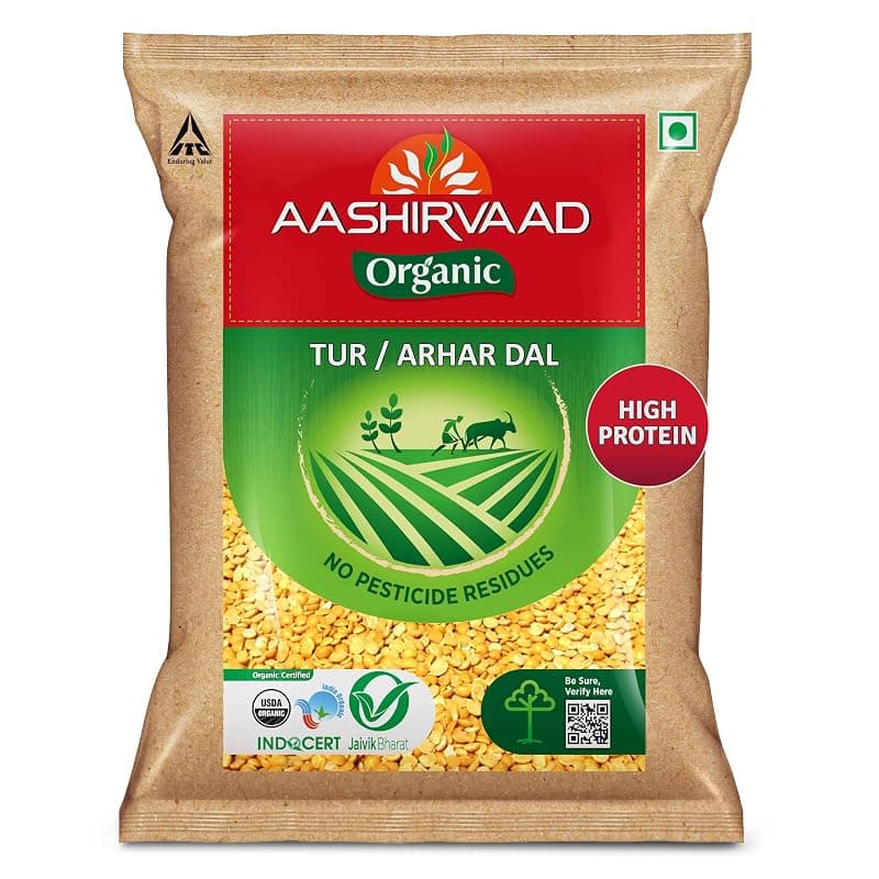 Aashirvaad Organic Arhar/ Tur Dal, 500 g, 100% Organic Arhar/ Tur Dal Rich in Protein