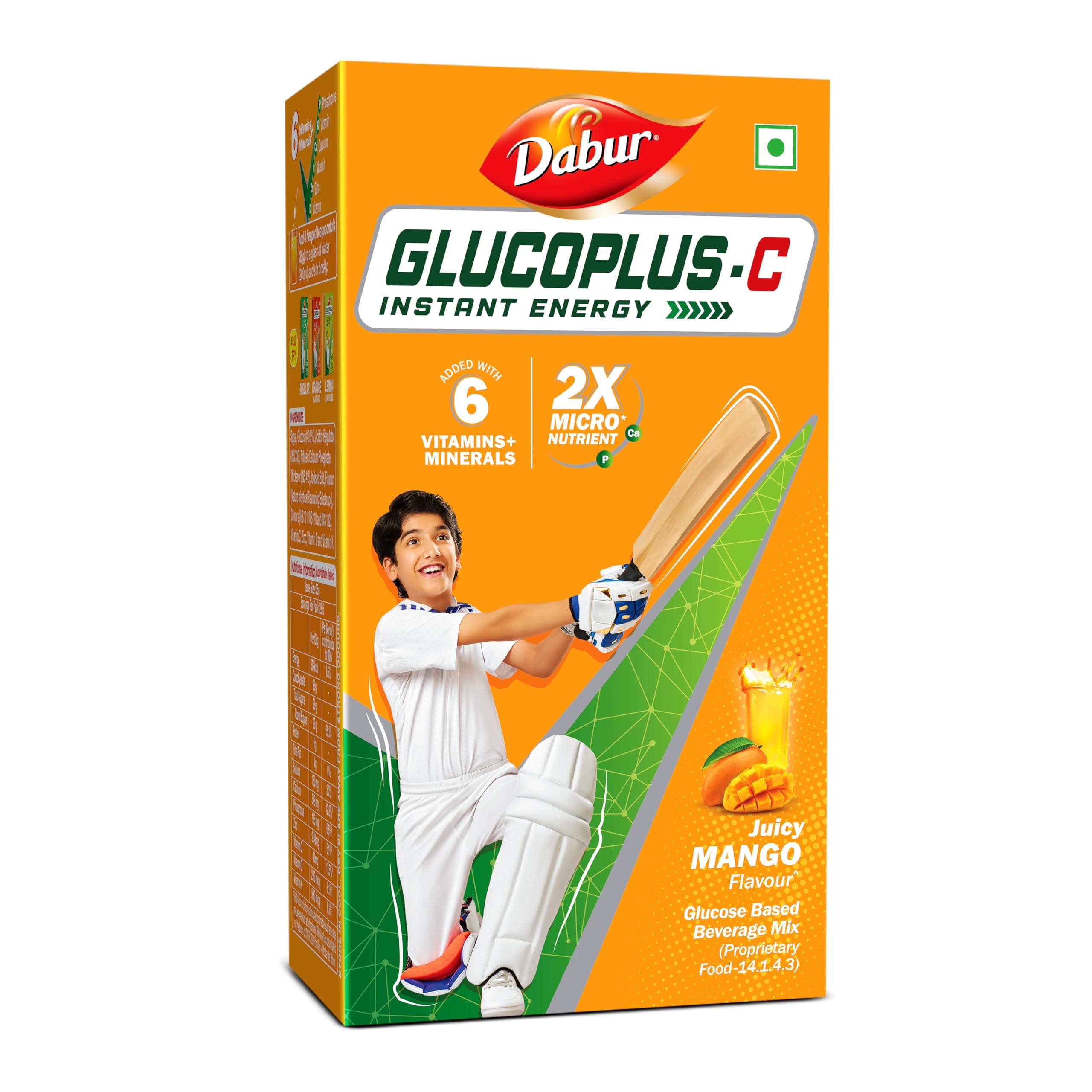 Dabur Glucoplus C Instant Powder Energy Glucose (Mango Flavour) - 1kg | Replenishes Energy with 6 Added Vitamins and Minerals | 20% More Glucose In Every Sip | Vitamin C and Zinc Helps Boost Immunity | Calcium, Phosphorus and Vitamin K Support Bone Health