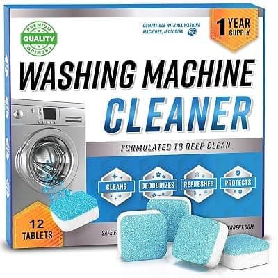 Washing Machine Cleaner Descaler 12 Pack - Deep Cleaning Tablets For HE Front Loader &amp; Top Load Washer, Clean Inside Drum And Laundry Tub Seal (Washing Machine Cleaner Tablets - 12 Pack)