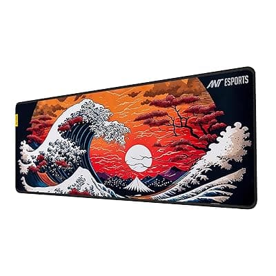 Ant Esports Cherry Storm Unique Design Gaming Mouse Pad Extended Mouse Mat for Mouse Keyboard with Stitched Edges Waterproof Non-Slip Base Mousepads for Office Home Shop Gaming EXTRA LARGE_ Cheery Red