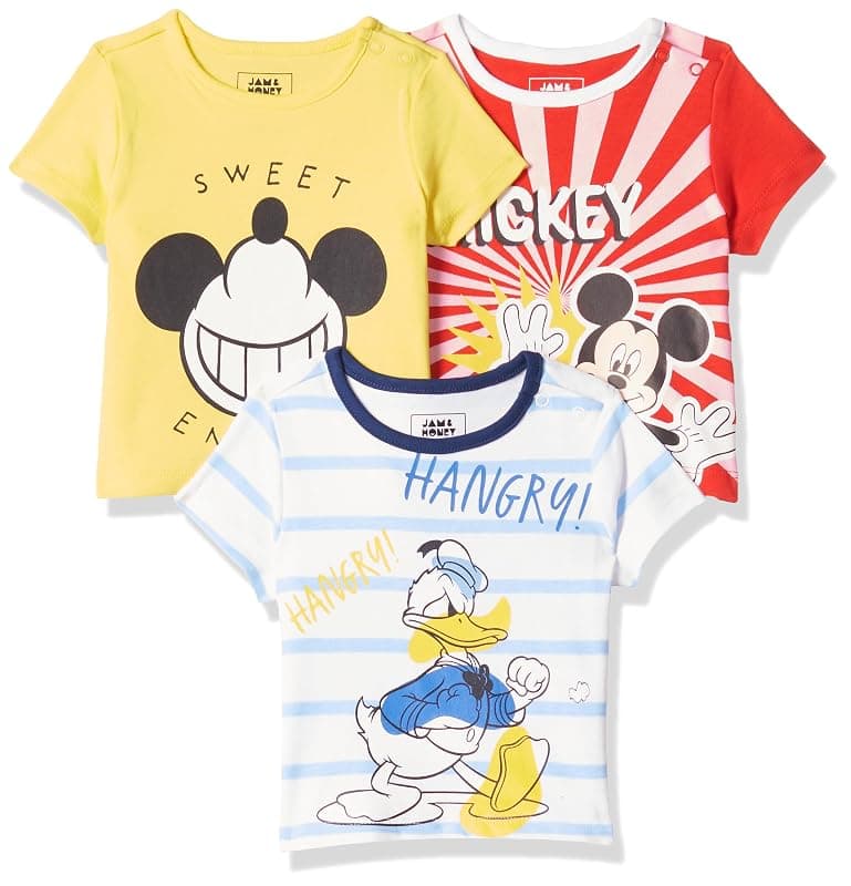 Amazon Brand - Jam &amp; Honey Regular Fit Baby Boys and Girls 100% Cotton Printed Half Sleeves Unisex T-Shirt | Age 0-2 Years