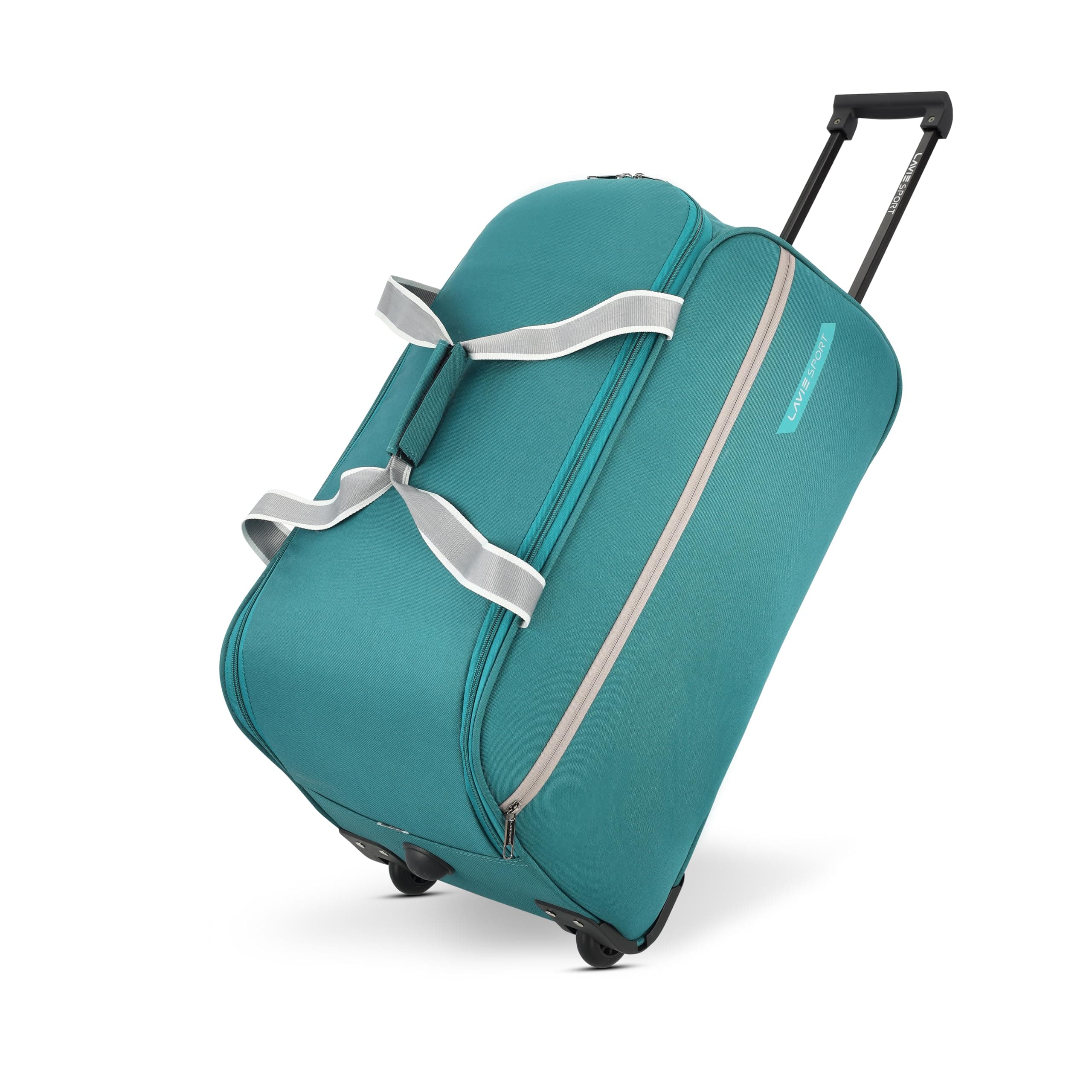 Lavie Sport Polyester Lino Wheel Duffel Bag | 2 Wheel Duffle Bag | Built to Last Wheels and Trolley,Teal,30 Cms
