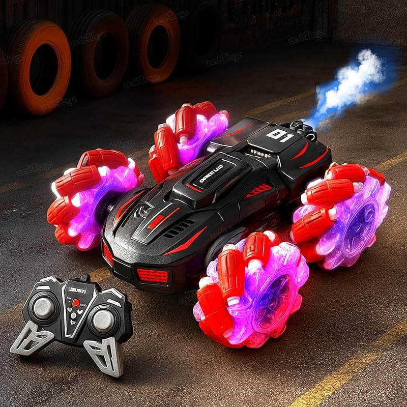 Zest 4 Toyz Remote Control Car Toy High Speed RC Car 4x4 with Mist Spray Action Rechargeable RC Drift Car 360° Rotating Dual Sided Off Road Car for Kids &amp; Adults (Multicolor)