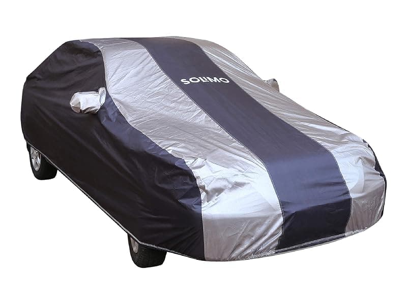 Amazon Brand - Solimo Hyundai Xcent UV Protection & Dustproof Car Cover (Dark Blue & Silver)