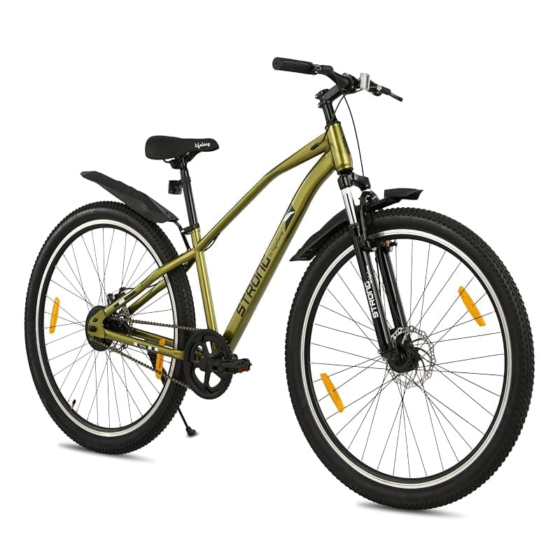 Lifelong Strong 29T Kids Cycle | Single Speed Bicycle for Boys &amp; Girls 14+ Years | Suspension Fork, Dual Disc Brakes, Alloy Rims, Dual Tone Paint &amp; Mudguards (Yellow/Black)