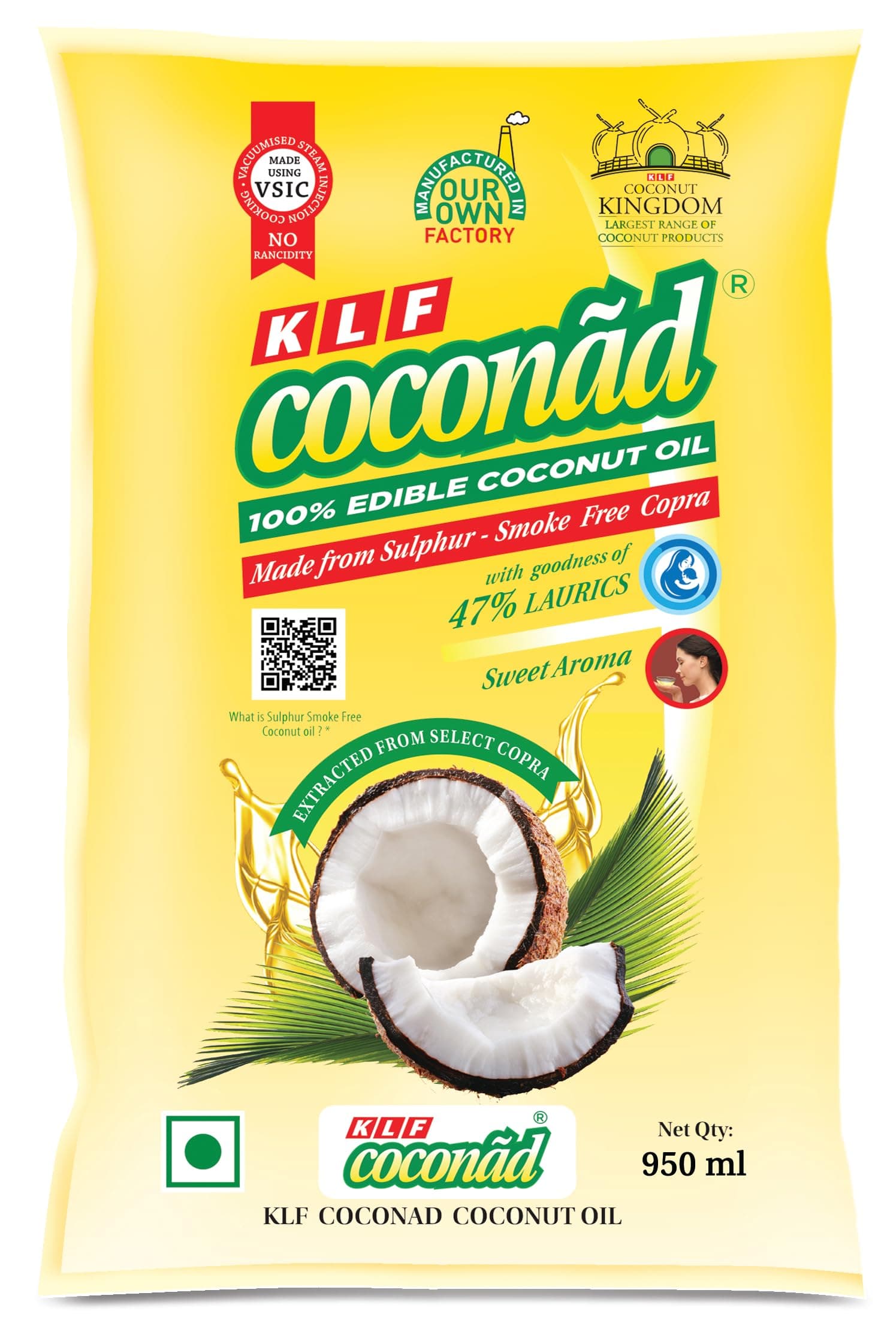 KLF COCONAD 100% Pure Coconut Oil 950 ml (pouch)