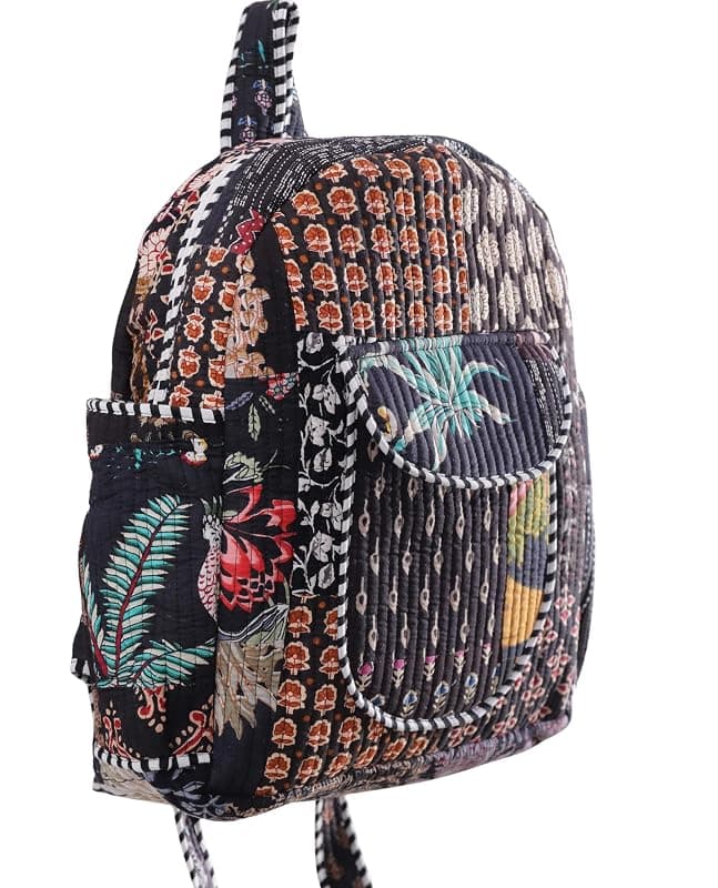 Ravaiyaa - Attitude is everything Cotton Quilted Unisex Backpack Patchwork Design Stylish Eco-Friendly Bag for School, College and Travel | Best for Books, Stationery, Lunch Box &amp; Essentials
