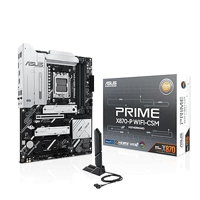 ASUS PRIME X870-P WIFI CSM ATX motherboard, 14+2+1(80A) power stages,PCIe 5.0 x16 slot with full support for next-gen graphics cards, four M.2 slots, DDR5 slots, WiFi 7, Q-Antenna, PCIe Slot Q-Release
