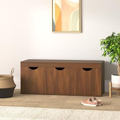 Amazon Brand - Solimo Sauron Engineered Wood 3 Door Shoe Rack (Walnut Finish)