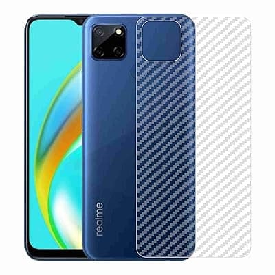 Compatible with Oppo Realme C12 Back Screen Protective Film Carbon Fiber Skin Transparent Screen Guard Sticker