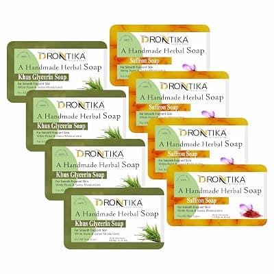 Wild & Pure Handmade Assorted Bath Soap Saffron & Khus Glycerin Combo Of Fresh Bathing Bar (Pack Of 8) Each 125gm