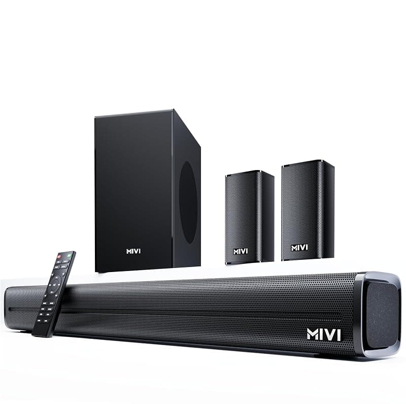 Mivi Fort Hip-Hop 4000 400 Watts Cinematic Home Theatre [Latest Launch], 5.1 Channel, Multiple EQ &amp; Input Modes, BT v5.3, Remote Accessibility, Made in India Sound bar
