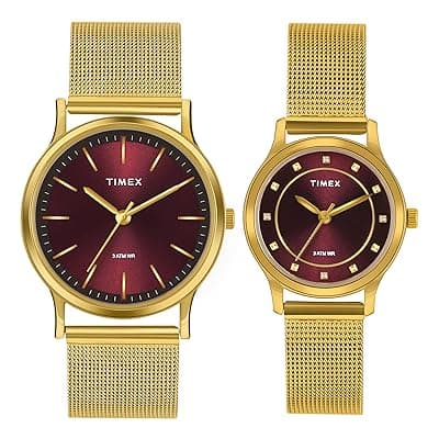 TIMEX Analog Watch for Pair with Round Dial & Water Resistant Couple's Wrist Watches