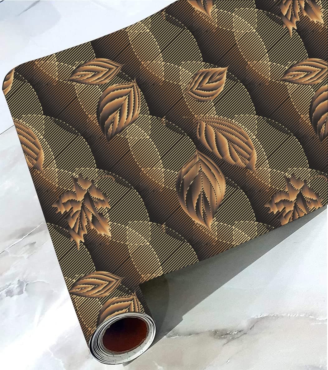 CABANA HOMES Wall Stickers DIY Decal Leaves Wallpaper for Wall (45 x 125 cm, 2 Rolls) (12 sq. ft) Decorative Self Adhesive Drawing Room Furniture Wardrobe Tile, Golden-Brown