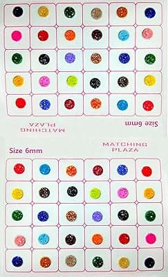Vama Fashions Sparkle Round Multicoloured Forehead Chamki Sticker kumkum Fancy Glitter Bindi for Women &amp; Girls (shining bindiya 6mm)