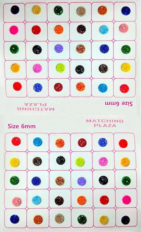 Vama Fashions Sparkle Round Multicoloured Forehead Chamki Sticker kumkum Fancy Glitter Bindi for Women &amp; Girls (shining bindiya 6mm)