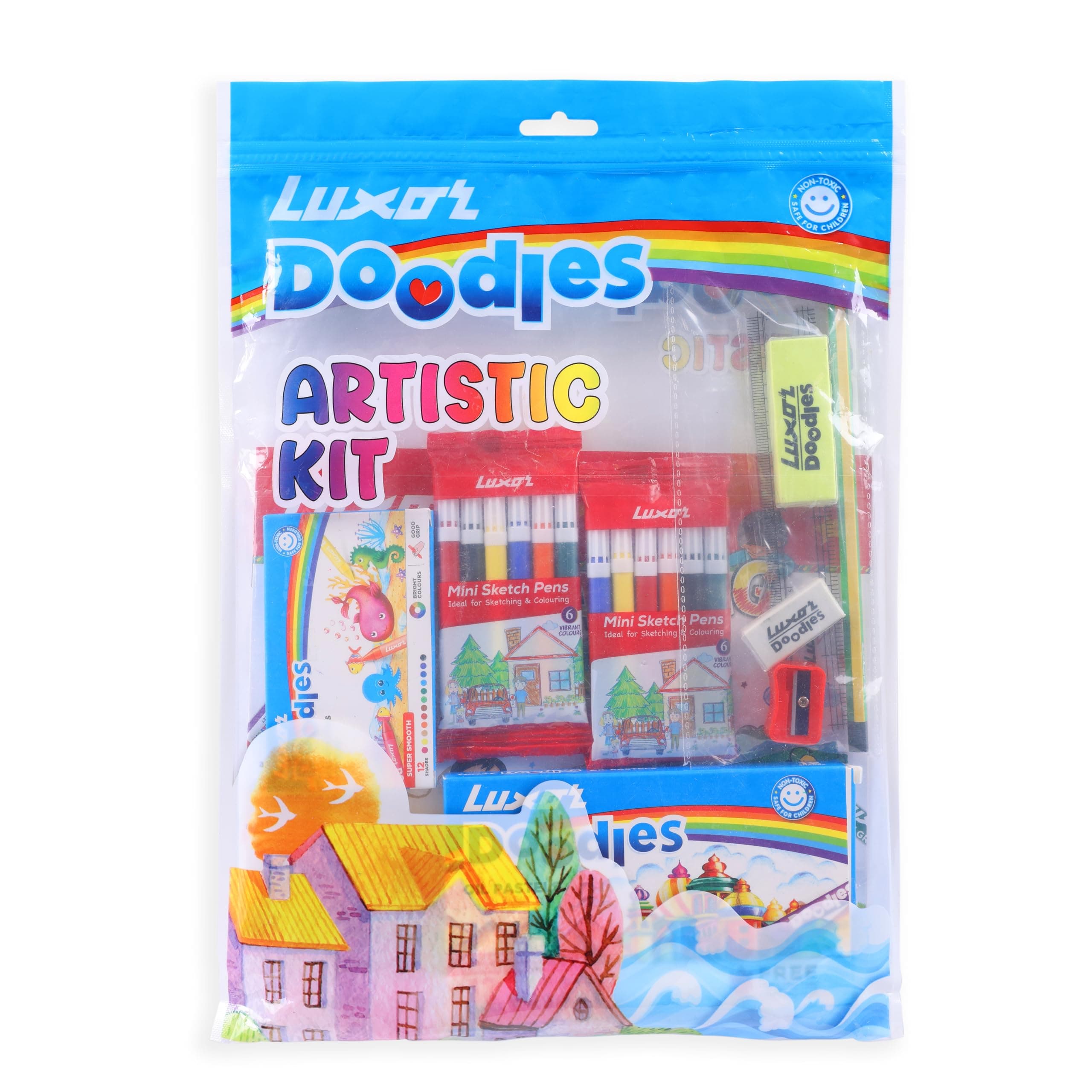 Luxor Doodles Artistic Kit, Perfect Value Pack, Kit For Creative Minds, Ideal Gift Option, 10 Different Items