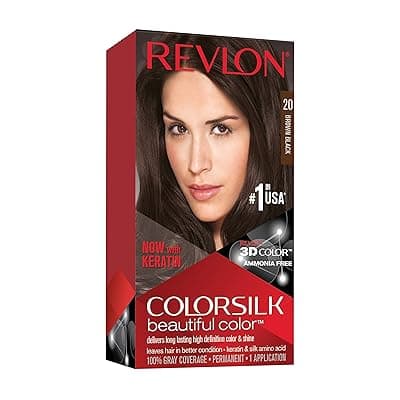 Revlon Colorsilk Beautiful Color, Permanent Hair Color with Keratin, 40ml + 40ml + 11.8ml - 20 Brown Black (Pack of 1)