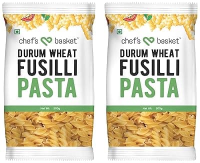 Chef's Basket - Durum Wheat Fusilli Pasta | Vegetarian | Made with Durum Wheat Semolina | 500 gm (Pack of 2)