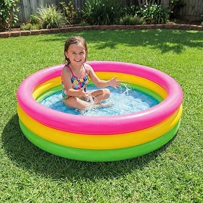 Btag Premium Inflatable Family Swimming Pool for Kids & Adults | Extra-Large 24x6 inch 2 Feet 3-Layer Striped Bath Tub Without Pump for Home & Outdoor Use
