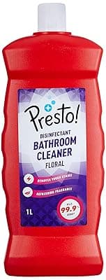 Amazon Brand - Presto! Bathroom Cleaner | Floral | 1 Litre | Suitable For Bathroom Floors, Slabs, Wall Tiles, Sinks, Basins, Stainless Steel Taps & Shower Heads