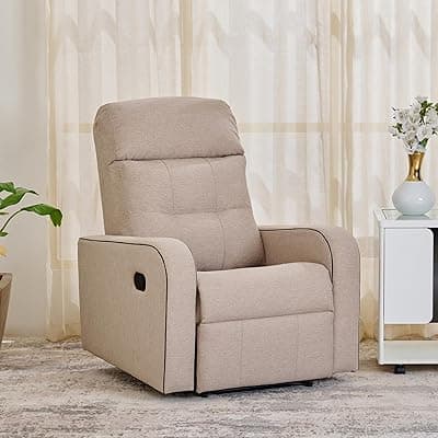 Home Centre 1 Seater Helios Toledo Fabric Recliner| Fabric Recliner| (Beige) |1 Year Warranty