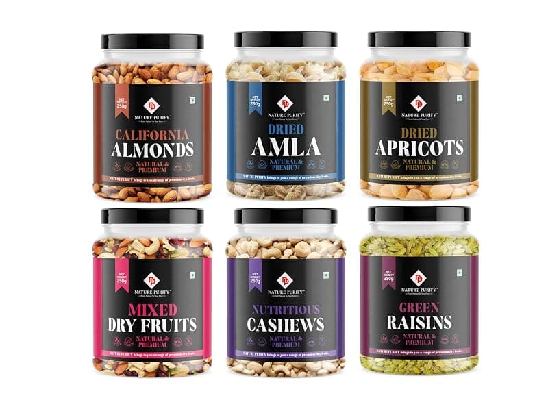 Nature Purify Dry fruits Combo 1.5 kg (Almond, Cashew, Apricot, Green Raisins, Amla &amp; Mixed Nut)