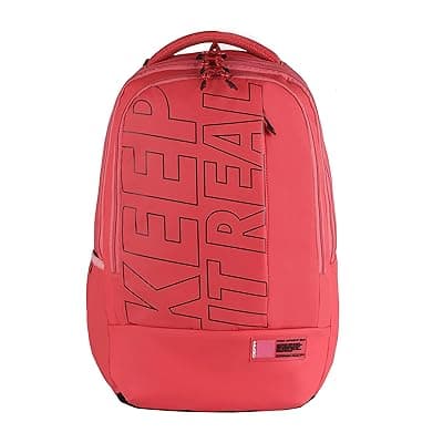 Gear Keep It Real 40L Large Water Resistant School Bag/Casual 4 Compartment Backpack/Daypack/Travel Standard Backpack/Kids Bag/College Bag For Boys/Girls/Men/Women (Pink-Black)
