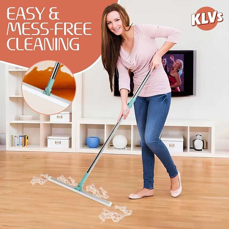 Tawzix Magic Broom Silicone Floor Wiper – Heavy-Duty Floor Cleaning Squeegee with Stainless Steel Extendable Handle | Multipurpose Bathroom, Kitchen, Tile &amp; Window Cleaner