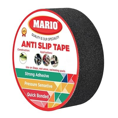 Mario Anti-Skid, Anti-Slip Tape – Black | Width 48mm x Length 5M | High-Traction Safety Tape | Pack of 1