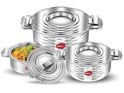 Pigeon HotPot Insulated Stainless Steel Casserole 1,1.5,2.5 litres, Insulated Thermal Serving Bowl, Keeps Food warm for Long Hours, Food Grade,