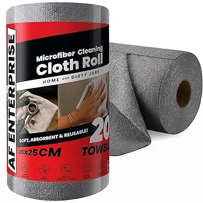 Reusable Microfiber Cleaning Cloth Roll 20 Sheets – Tearable Kitchen Cleaning Wipes, Ultra Absorbent, Lint-Free, Washable Up to 4000 Times, Eco-Friendly Paper Towel Replacement for Home &amp; Kitchen