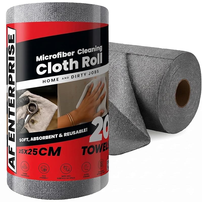 Reusable Microfiber Cleaning Cloth Roll 20 Sheets – Tearable Kitchen Cleaning Wipes, Ultra Absorbent, Lint-Free, Washable Up to 4000 Times, Eco-Friendly Paper Towel Replacement for Home &amp; Kitchen