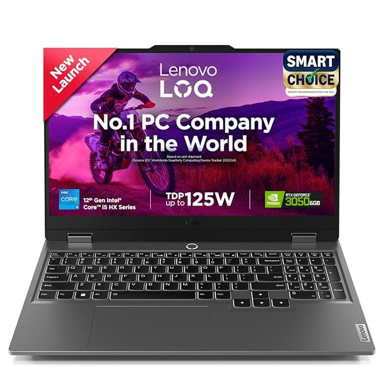 Lenovo (Smartchoice) LOQ 2024, 12th Gen Intel Core i5 12450HX, RTX 3050-6GB, 16GB RAM, 512GB SSD, FHD, 15.6"/39.6cm, 144Hz, Win 11, Office 24, Grey, 2.4Kg, 83GS00LNIN, 3 Mon. Game Pass, Gaming Laptop