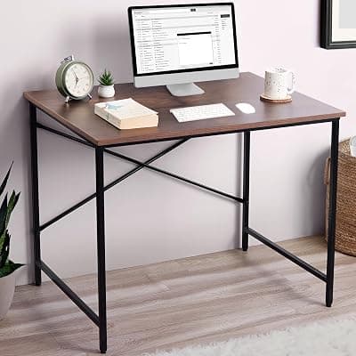 ABOUT SPACE Office Table - Study Table for Students, Adults Work Table for Home - PC, Laptop, Desktop, Gaming, Computer Table with Spacious Tabletop Multipurpose Table (Walnut-L 91 x B 60.5 x H 75cm)