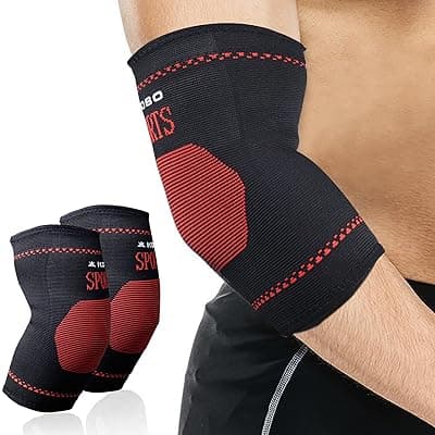 Kobo Elbow Support Compression Sleeve Brace For Pain Relief Tendonitis Arthritis Sports Badminton Tennis Elbow (Pack of 2) (Imported)
